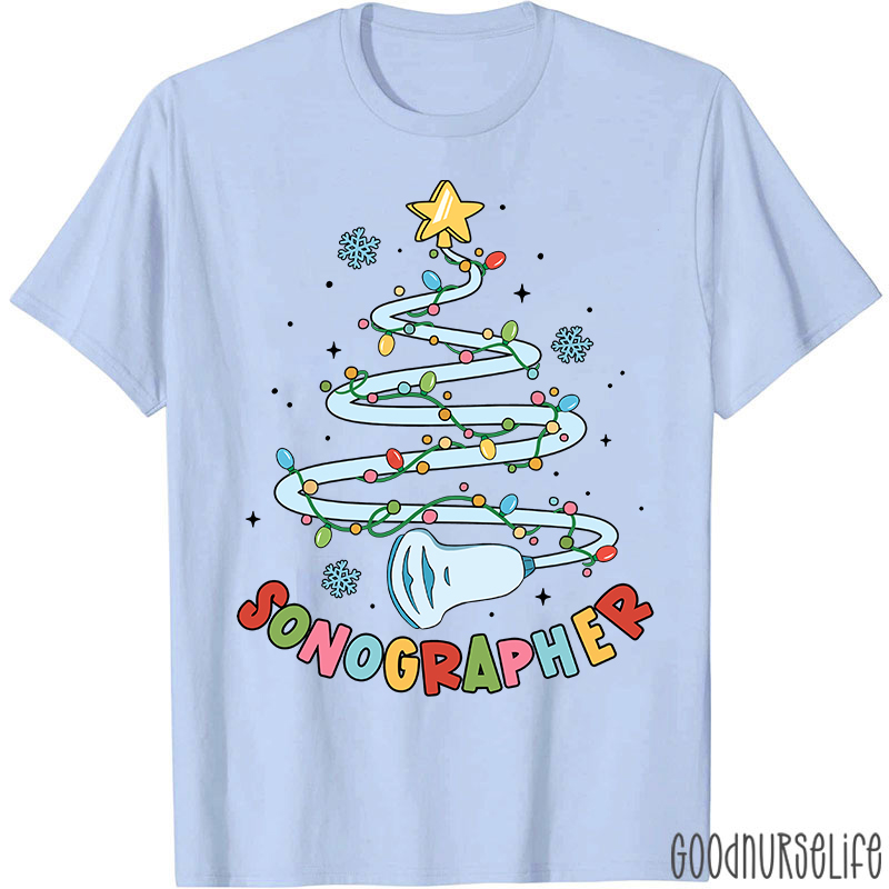 Sonographer Christmas Tree Nurse T-shirt