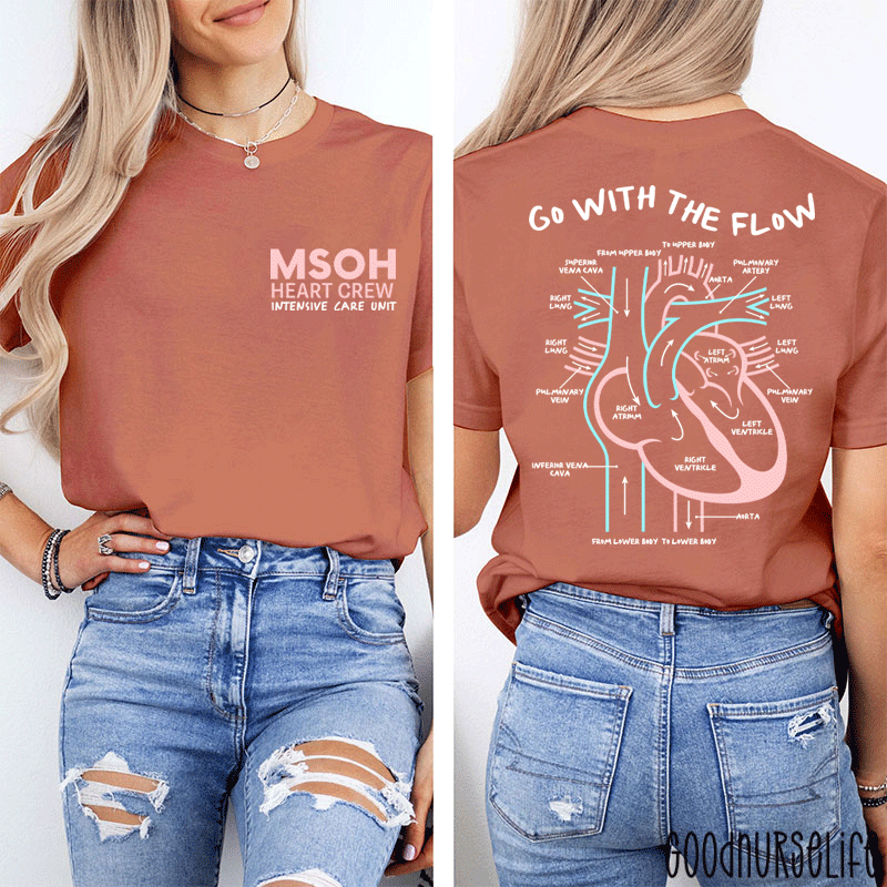 Personalized Cardiac Flow Diagram Nurse Two Sided T-Shirt