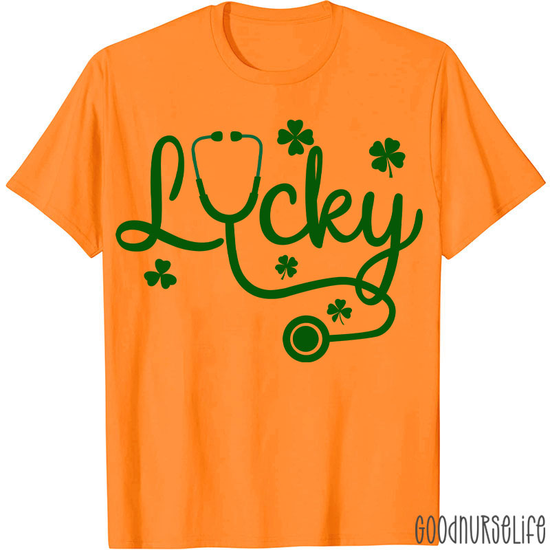 Lucky Stethoscope Four Leaf Clover Nurse T-Shirt