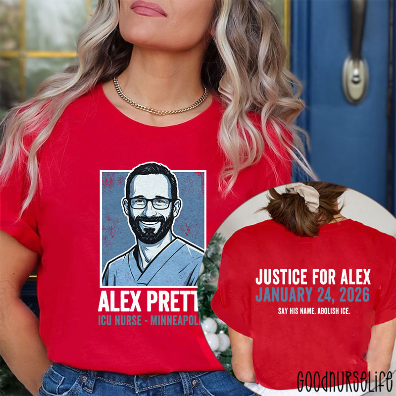 Justice for Alex Pretti  Say His Name Abolish ICE Two Sided T-Shirt