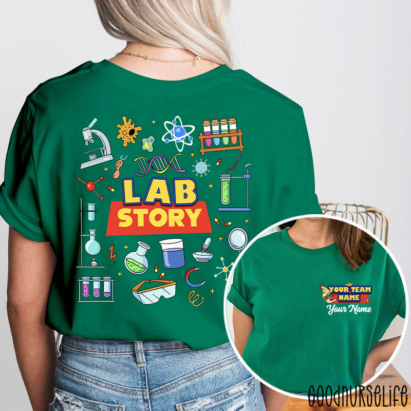 Personalized Name LAB Story Laboratory Stuffs Two Sided T-Shirt