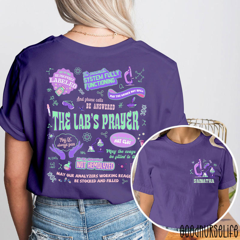 Personalized Name The Lab's Prayer Lab Tech Two Sided T-Shirt