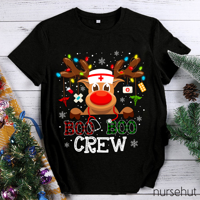 Christmas Reindeer Boo Boo Crew Nurse T-Shirt