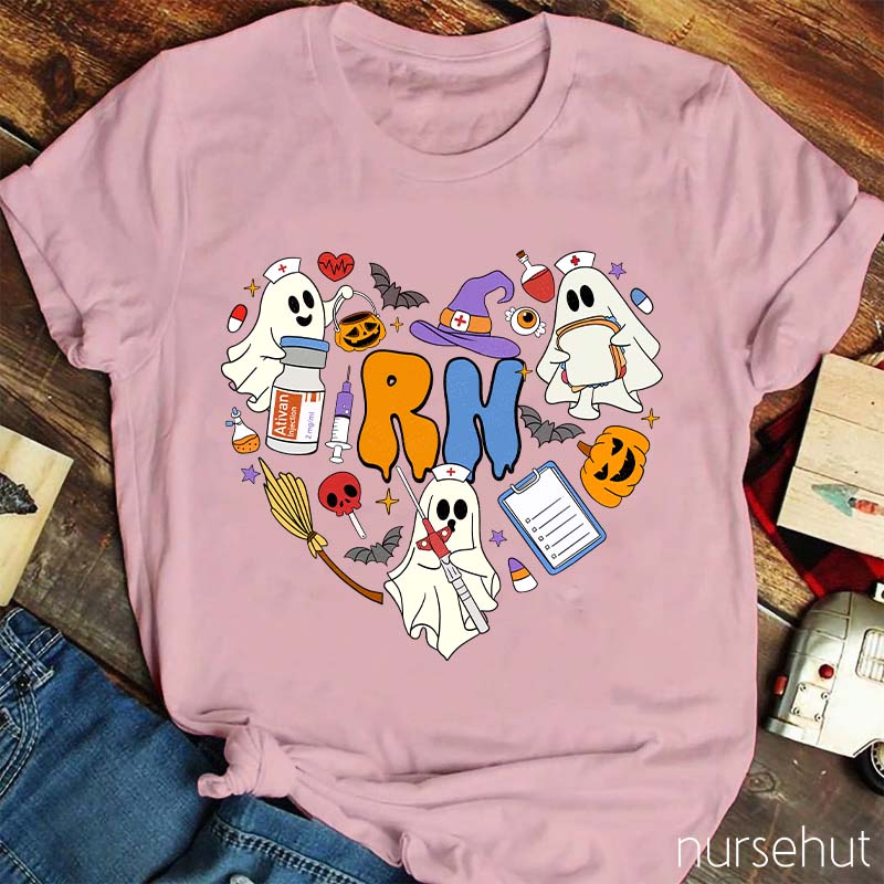 Personalized Pumpkin Soul Skeleton Halloween Nurse T-Shirt