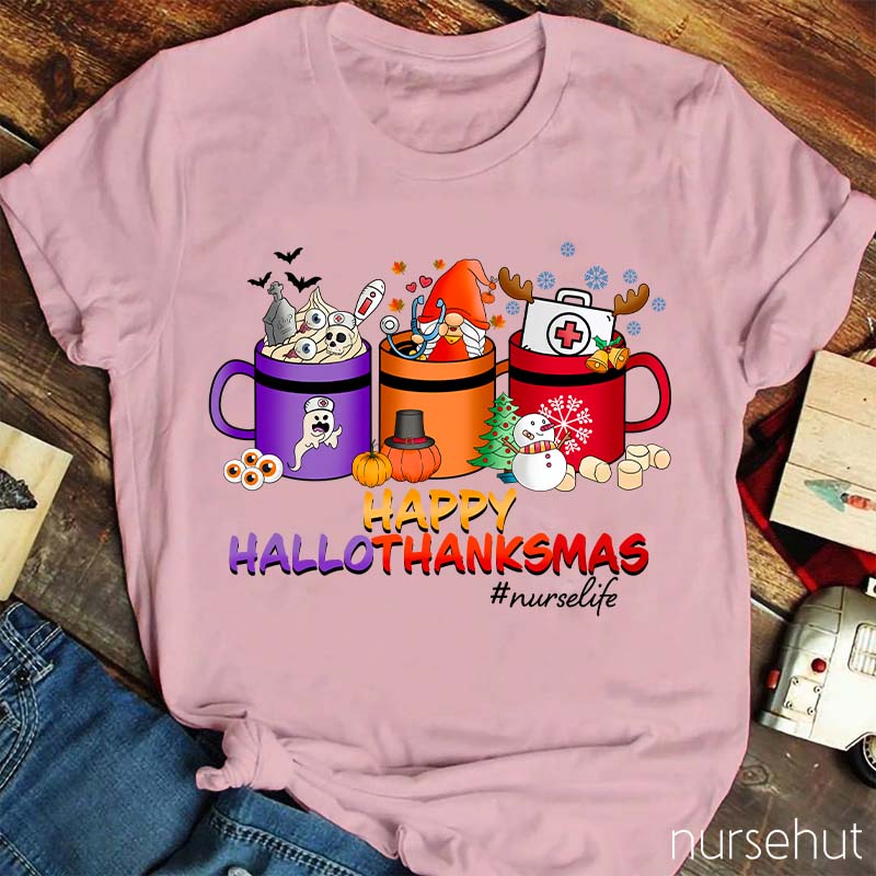 Happy Hallothanksmas Nurse T-Shirt