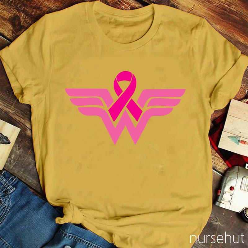 Wonder Woman Breast Cancer Awareness Nurse T-Shirt