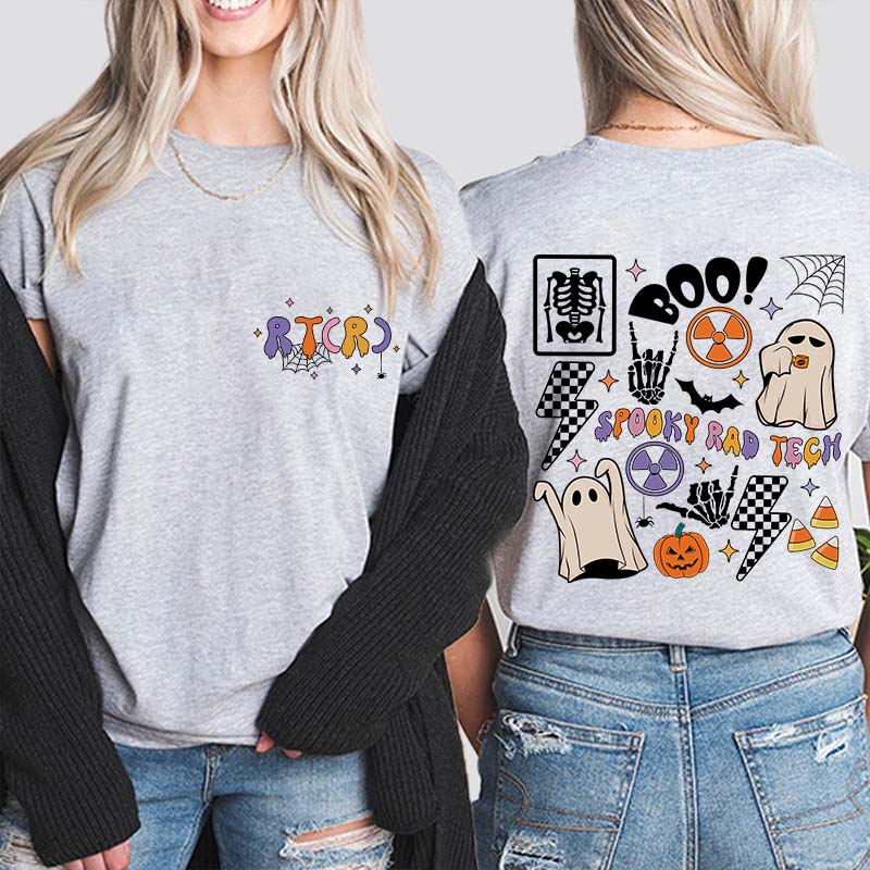 Boo Spooky Rad Tech Nurse Two Sided T-Shirt