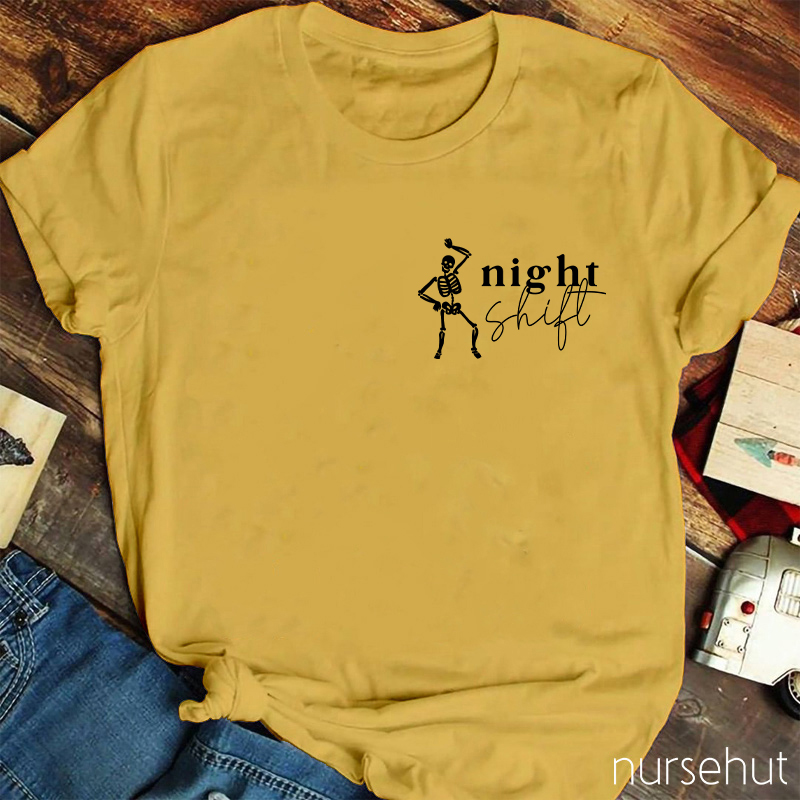 Dancing Night Shift Skeleton Nurse T-Shirt