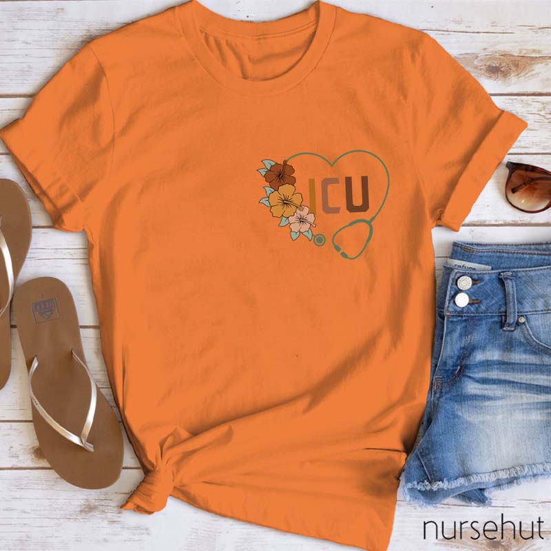 Personalized Flower Stethoscope Nurse T-Shirt