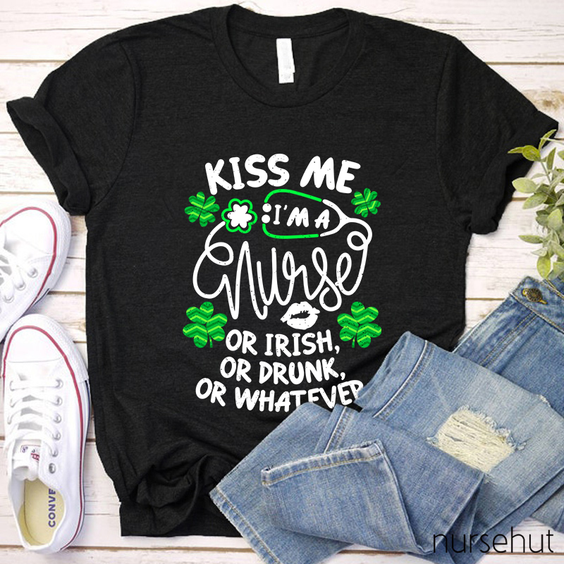 Kiss Me I'm A Nurse Clover Stethoscope Nurse T-Shirt