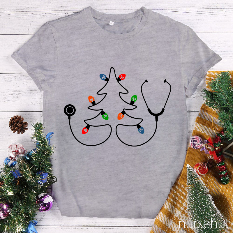 Stethoscope Christmas Tree Nurse T-Shirt