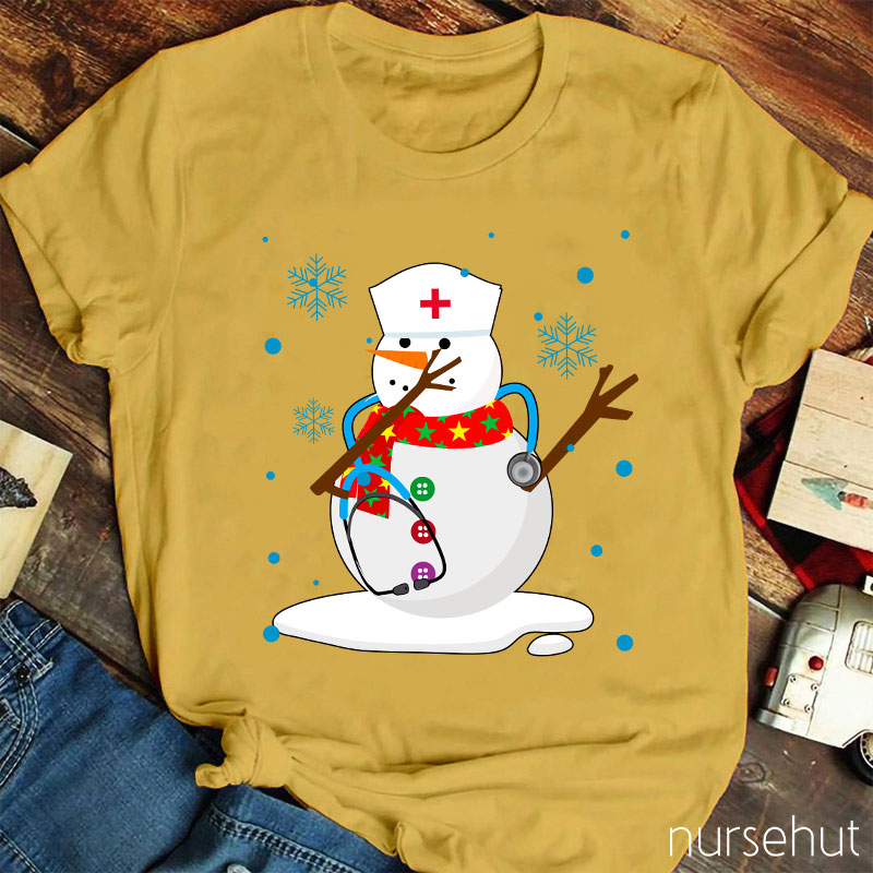 Christmas Snowman Nurse T-Shirt