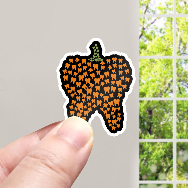 Halloween Pumpkin Typography Teeth Stickers