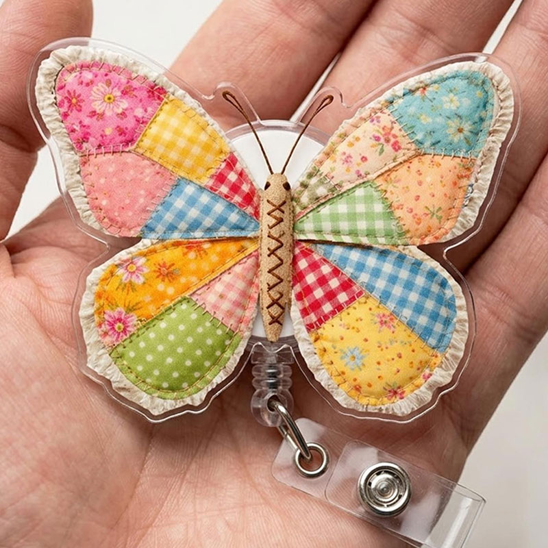 Faux Patchwork Butterfly Badge Reel