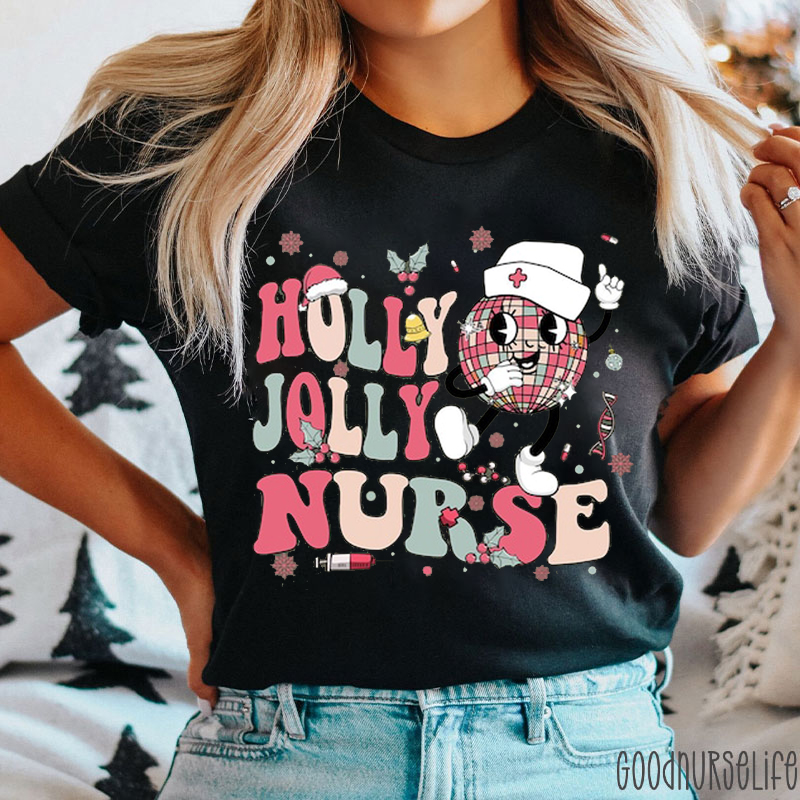 Holly Jolly Nurse Christmas T-Shirt