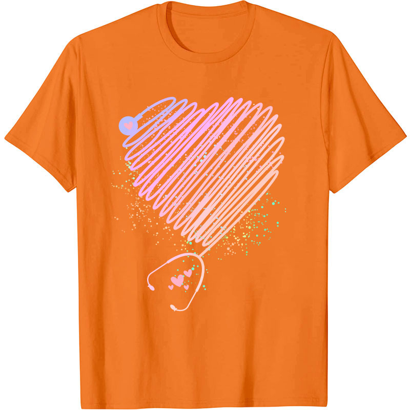 Colorful Love Stethoscope Nurse T-Shirt