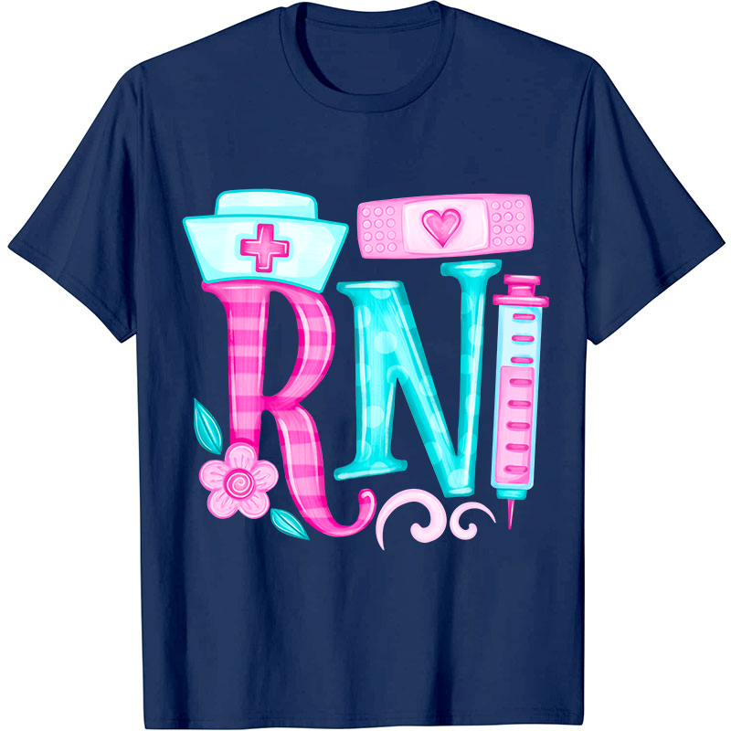 Personalized Job Title Pink Flower Nurse T-Shirt