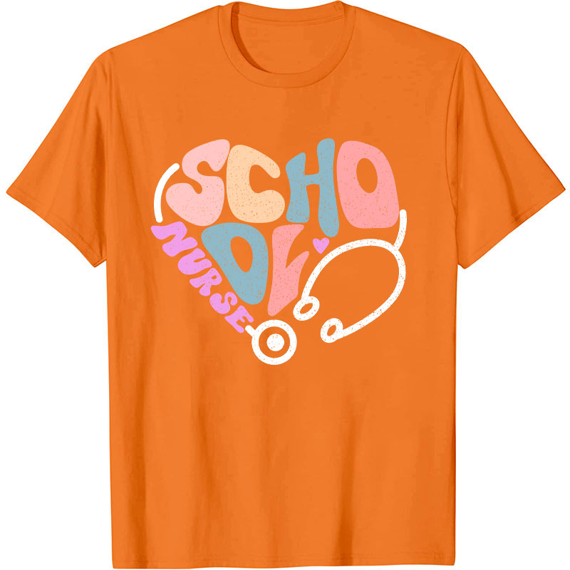 School Nurse Heart Stethoscope Nurse T-Shirt
