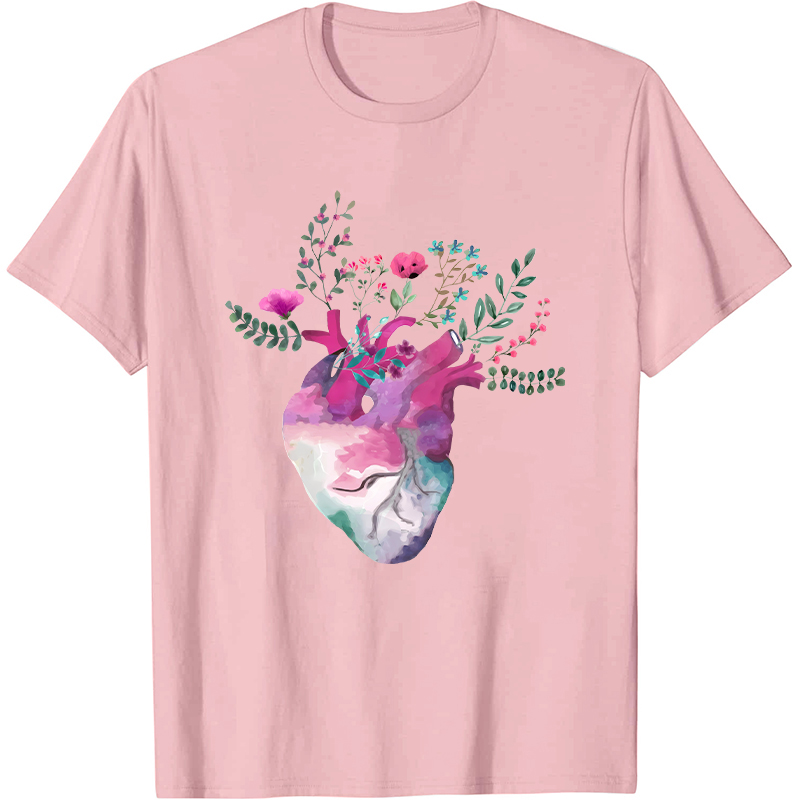 Flowers On The Heart Cardiac Nurse T-Shirt