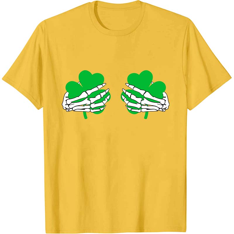 Shamrock Hand Skeleton Nurse T-Shirt