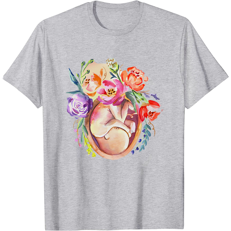 Floral Fetus Nurse T-Shirt