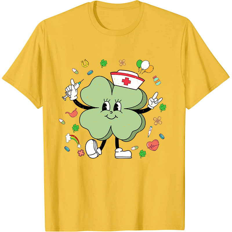 St Patricks Day Cute Clover Nurse T-Shirt