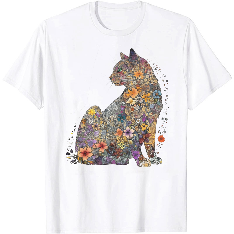 Flower Cat Mom T-Shirt