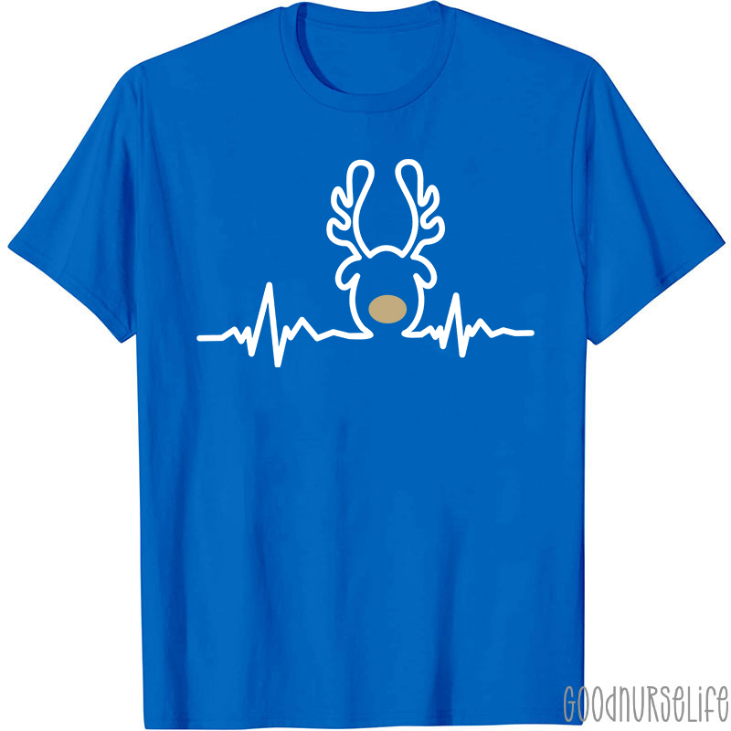 Christmas Heartbeat Reindeer Nurse T-Shirt