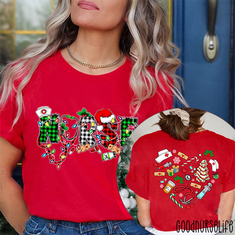 Merry Christmas Nurse Two Sided T-Shirt