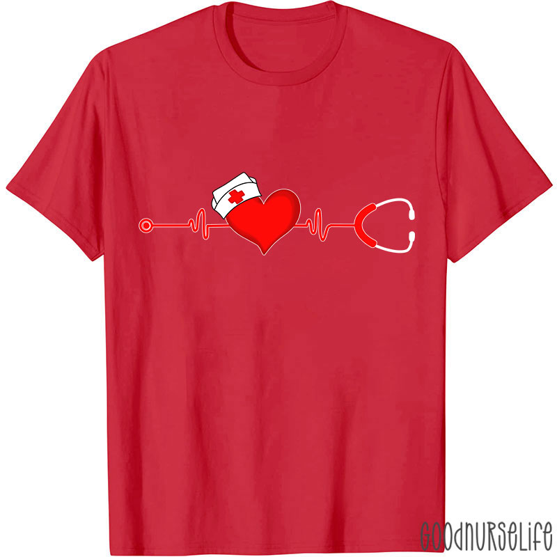 Heart Valentines Day Nurse T-Shirt