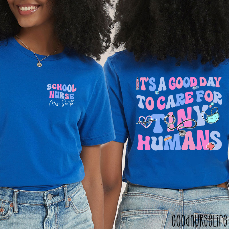 Personalized Name School Nurse Two Sided T-Shirt