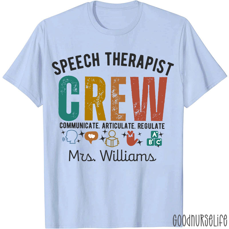 Personalized Speech Therapist Crew T-Shirt