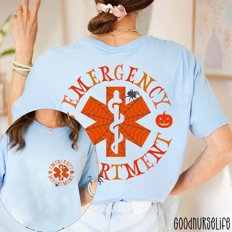Spooky Season And Emergency Department Nurse Two Sided T-Shirt