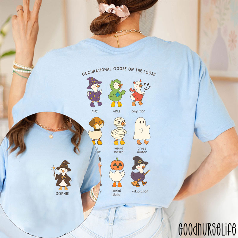 Halloween Silly Goose Cute Occupational Therapy Two Sided T-Shirt