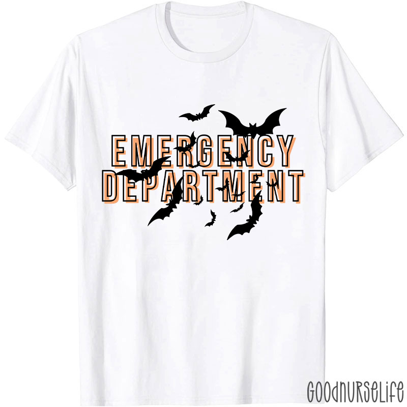 Halloween Bat Emergency Department Nurse T-Shirt