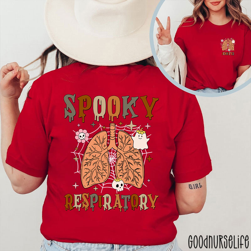 Personalized Spooky Respiratory's Halloween Lung Two Sided T-Shirt