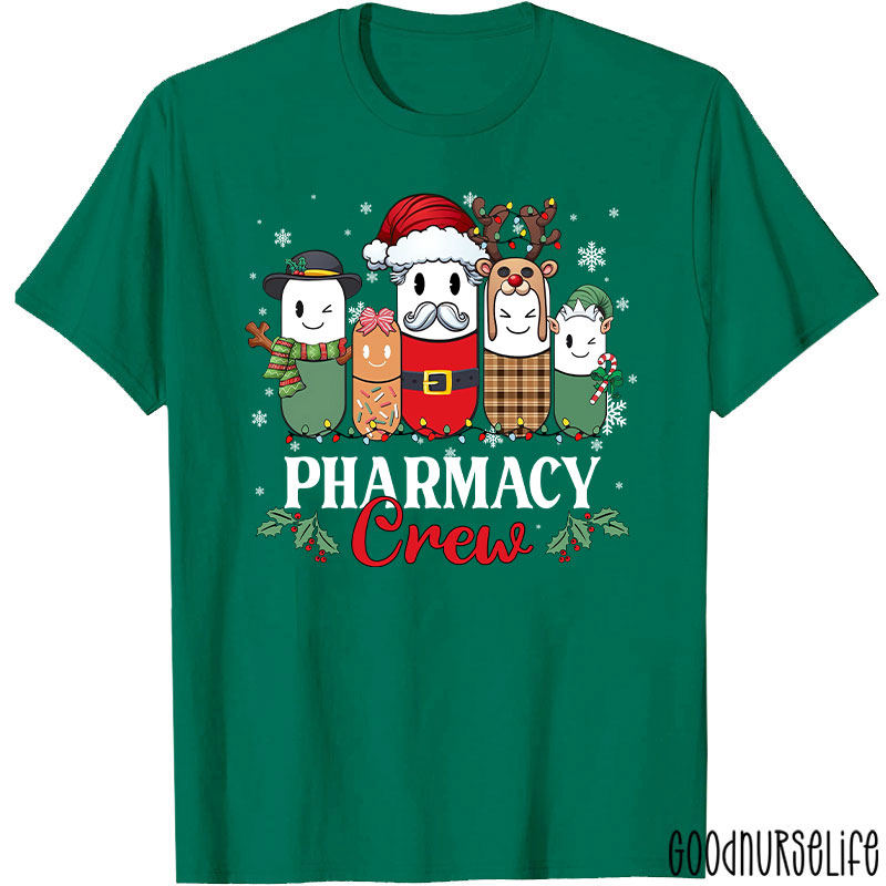 Christmas Pharmacy Crew Festive Pill Character T-Shirt