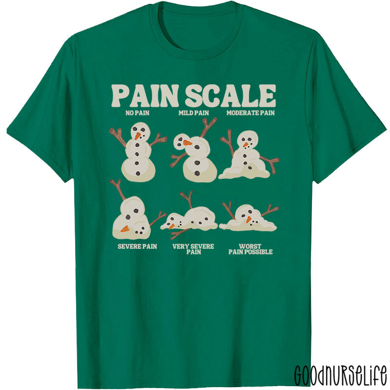 Snowman Pain Scale Festive Nurse T-Shirt