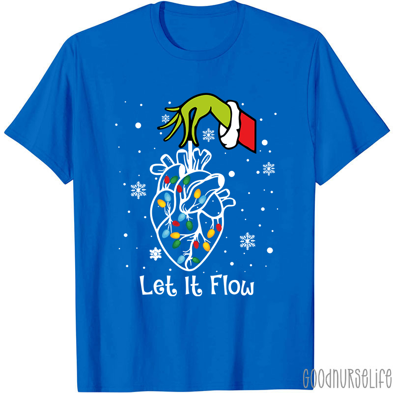 Cardiac Christmas Let It Flow Heart  Nurse T-Shirt