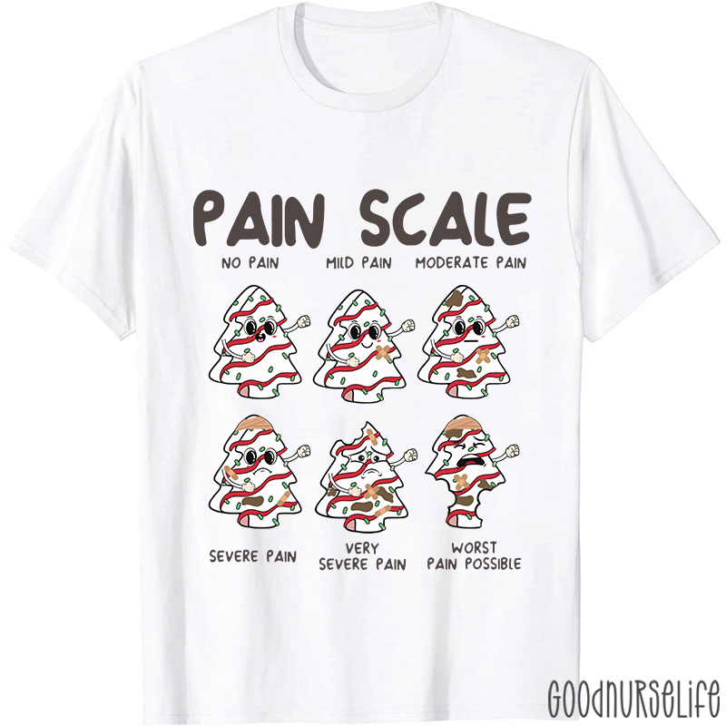 Funny Pain Scale Christmas Nurse T-shirt