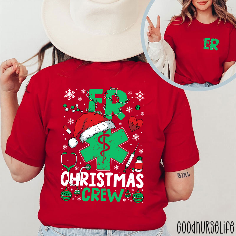 Festive Emergency Department Holiday Two Sided T-Shirt