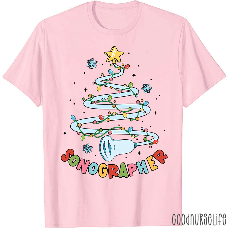 Sonographer Christmas Tree Nurse T-shirt