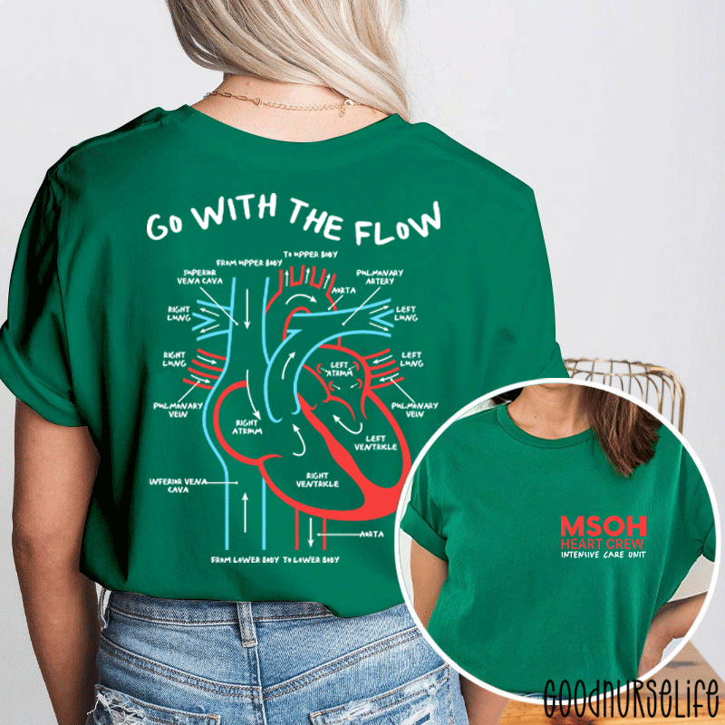 Personalized Cardiac Flow Diagram Nurse Two Sided T-Shirt