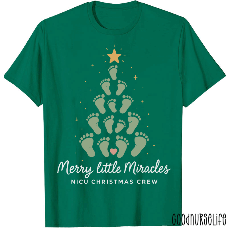 Merry Little Miracles Nicu Christmas Crew T-Shirt