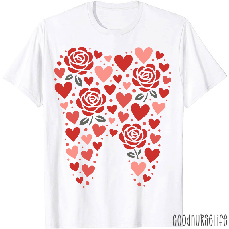 Valentine Rose Tooth Heart T-shirt
