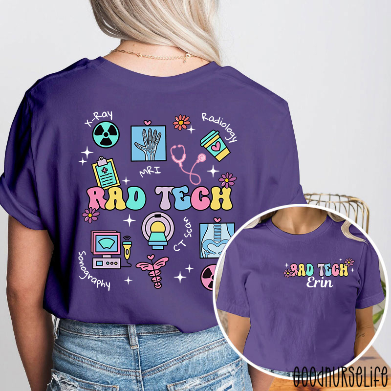 Personalized Radiology Tech Icon Radiology Two Sided T-Shirt