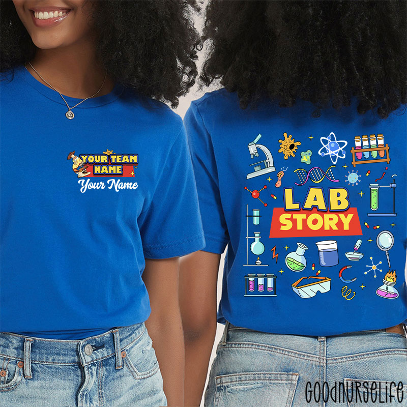 Personalized Name LAB Story Laboratory Stuffs Two Sided T-Shirt