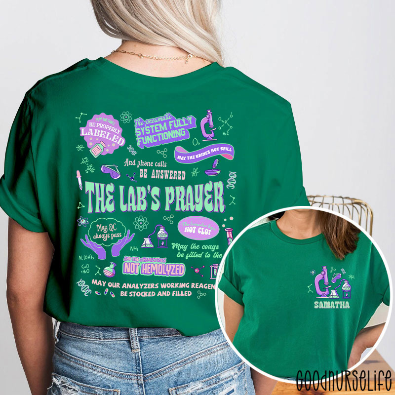 Personalized Name The Lab's Prayer Lab Tech Two Sided T-Shirt