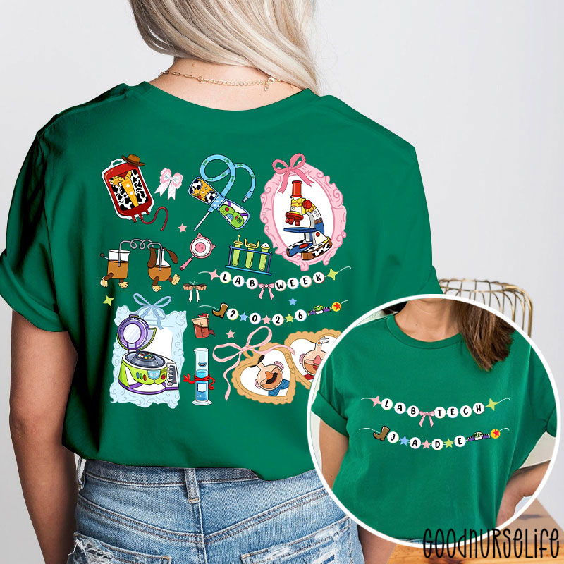Personalized Name Lab Tech Infinity Patients Two Sided T-Shirt