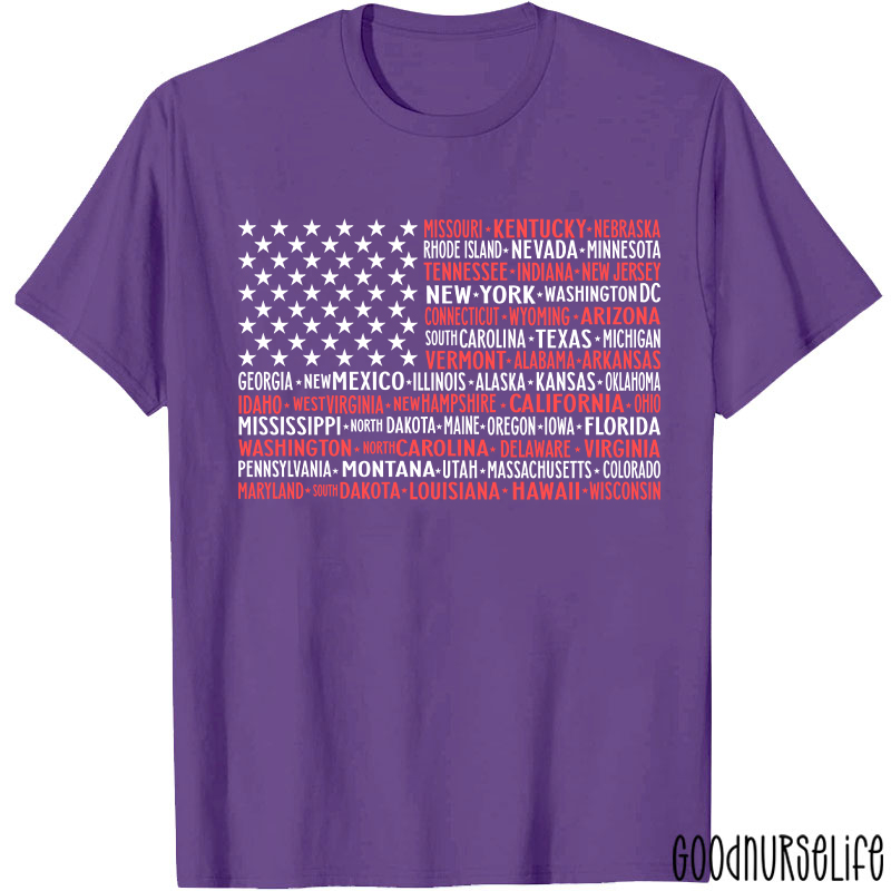 Vintage American Flag 4th Of July Nurse T-Shirt